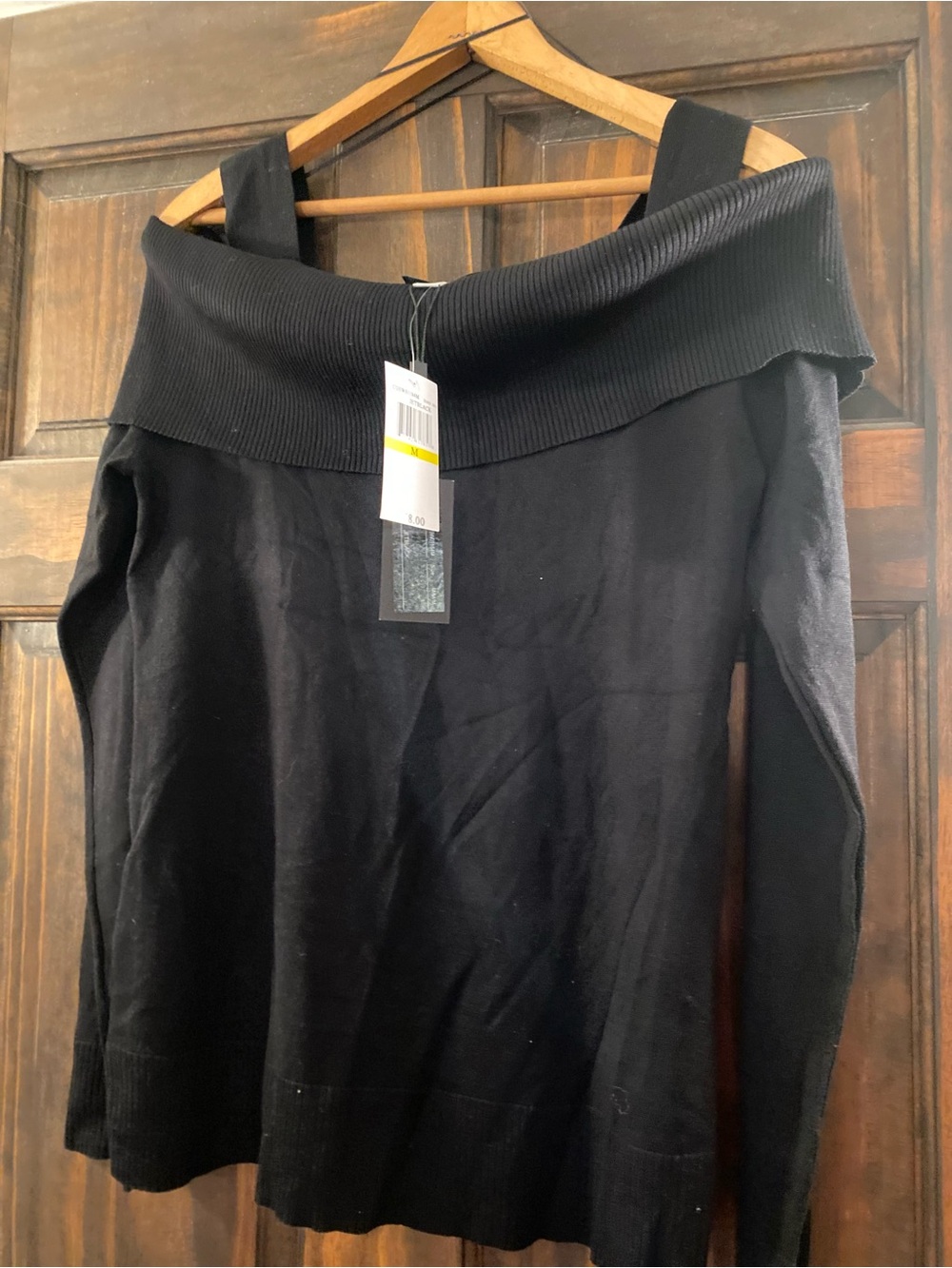 Cable & Gauge Black Off-the-Shoulder Knit Sweater
